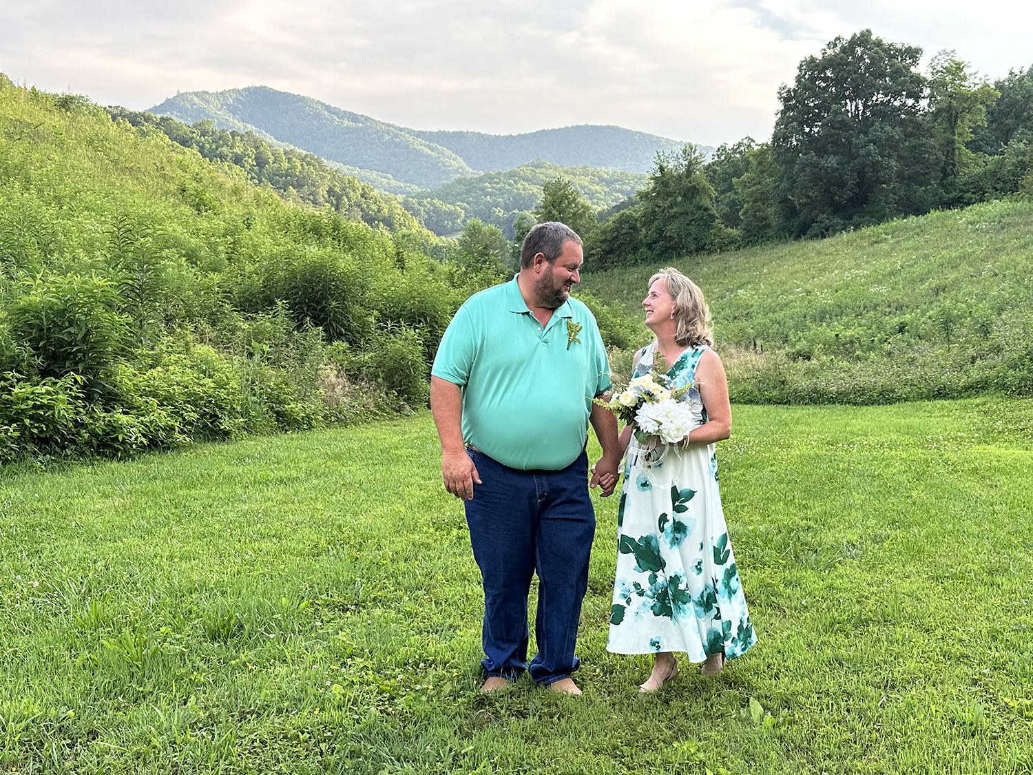 Informal couples only wedding at a mountain view that looks like Cades Cove