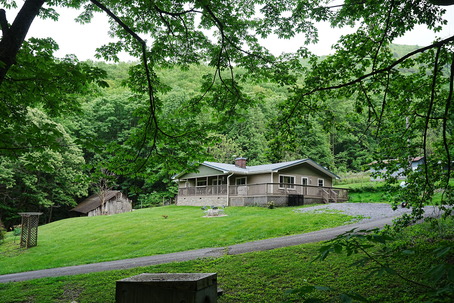 Vacation rental bordering the Smoky Mountain National park next to a 100 year old barn