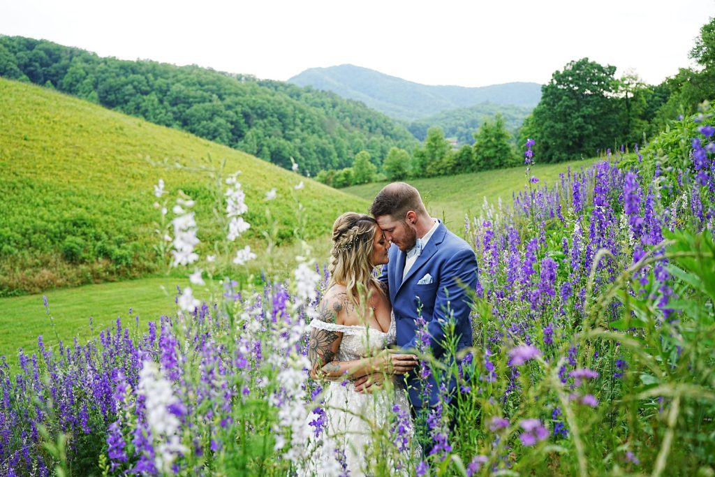 Beautiful couple getting married in the Smoky Mountains